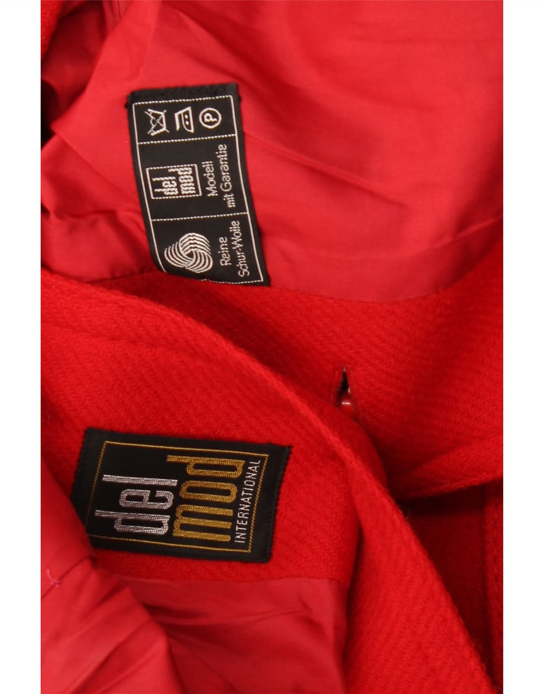 DEL MOD Manteau Femme UK 12 Laine Rouge Moyen