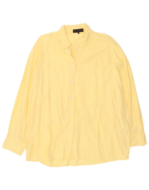 Zara Chemise coupe décontractée pour femme UK 20 2XL Lin jaune