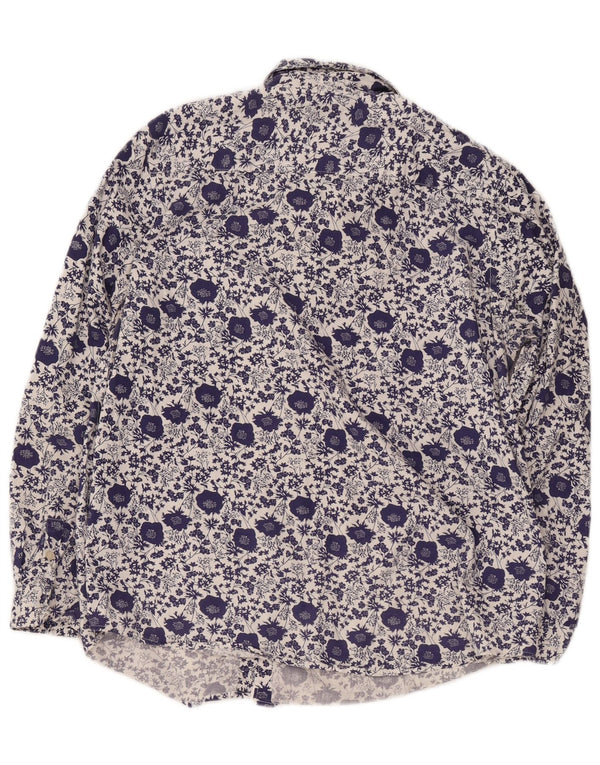 Crew Clothing Chemise coupe classique pour femme UK 16 Grand coton floral bleu