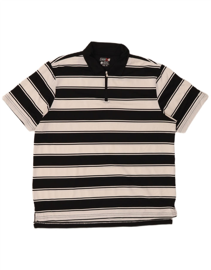 IZOD Polo Rugby Homme Large Noir Rayé Polyester
