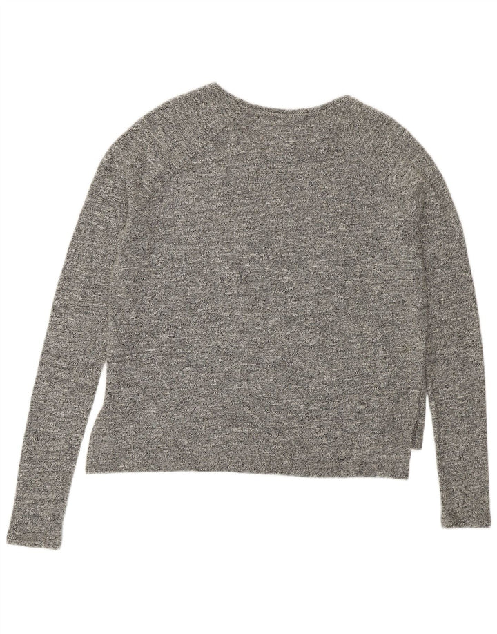 SUPERDRY Haut graphique surdimensionné à manches longues pour femme UK 10 Petit Gris Coton