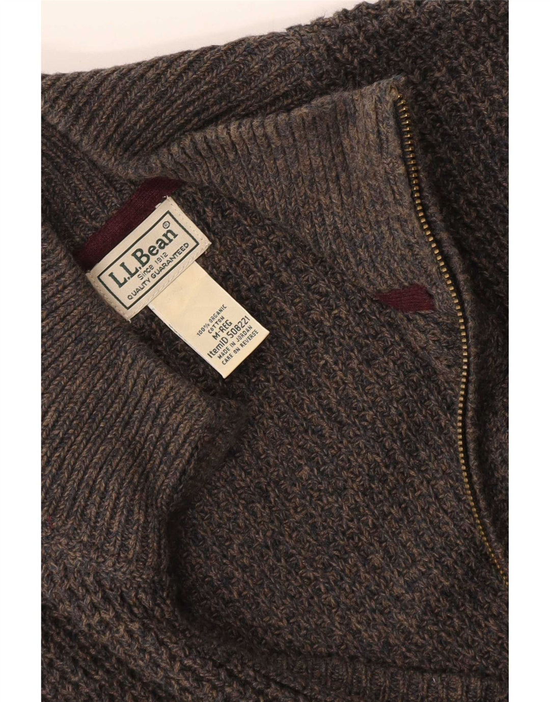 L.L.Bean Pull Cardigan Homme Gris Moyen Coton