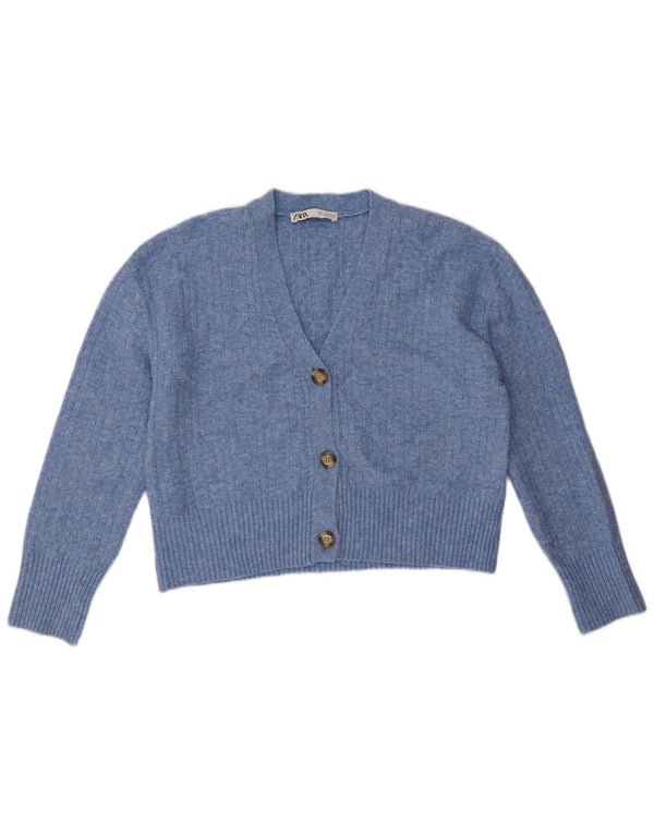 Zara Cardigan surdimensionné pour femme UK 10 Petit Bleu Polyester