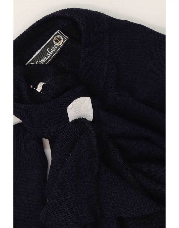 COMPASS CARD Pull graphique à col rond pour homme en laine bleu marine