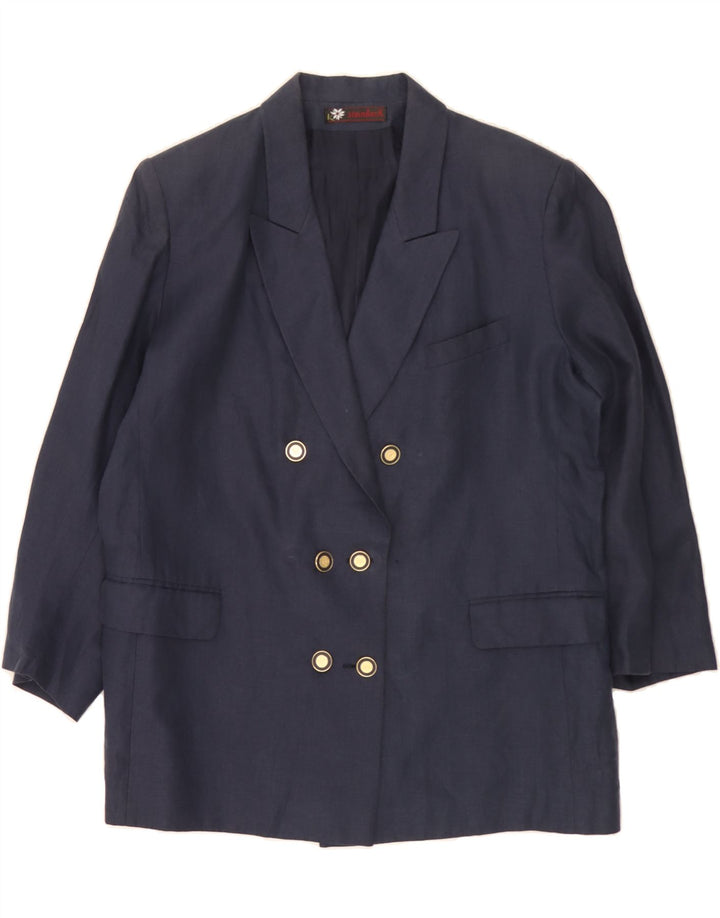 STEINBOCK Womens Double Breasted Blazer Jacket UK 18 XL Navy Blue Vintage Steinbock and Second-Hand Steinbock from Messina Hembry 