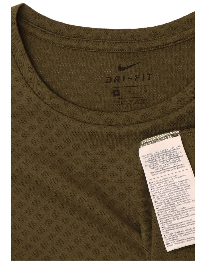 Nike Hommes Dri Fit T-Shirt Haut Kaki Géométrique Polyester