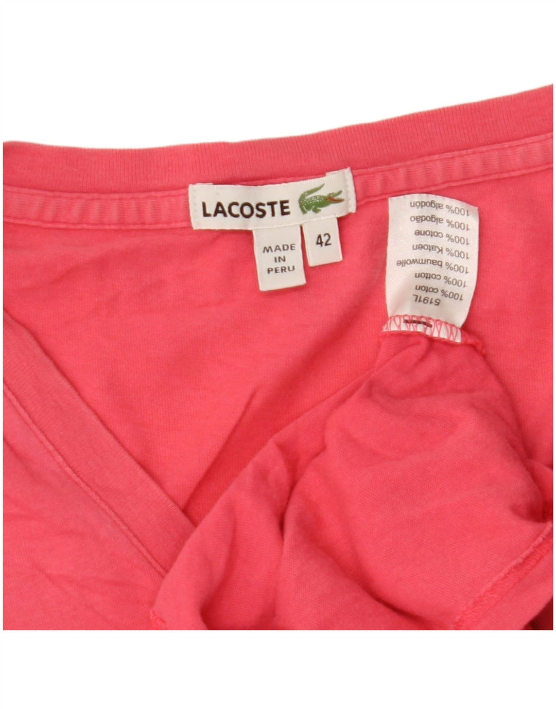 Lacoste T-Shirt Femme Top Taille 42 Grand Coton Rose