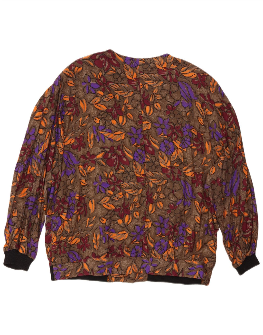 VINTAGE Chemisier Chemise Femme UK 20 2XL Marron Floral Viscose