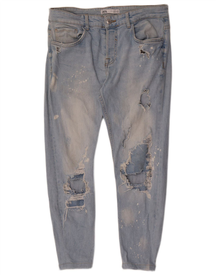 Zara Jean slim vieilli pour homme EU 42 Large W32 L26 Bleu