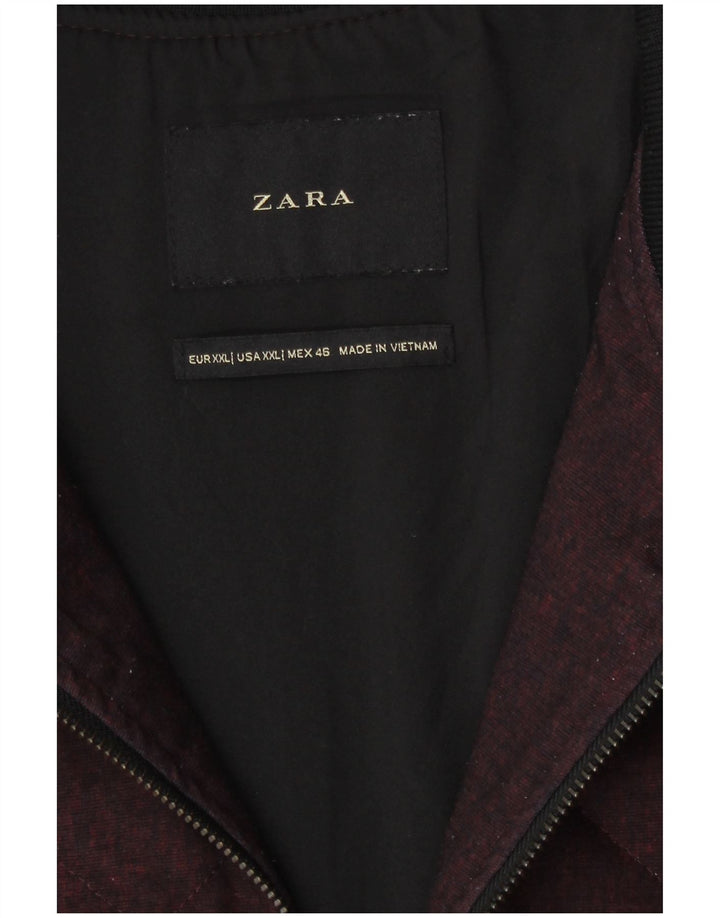 Zara Veste bomber matelassée pour homme UK 44 2XL Bordeaux