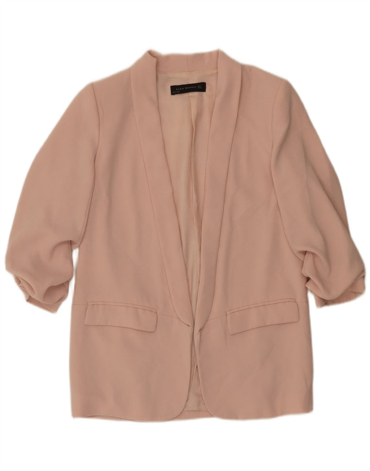 Zara Veste blazer ouverte à manches 3/4 pour femme UK 14 Rose moyen