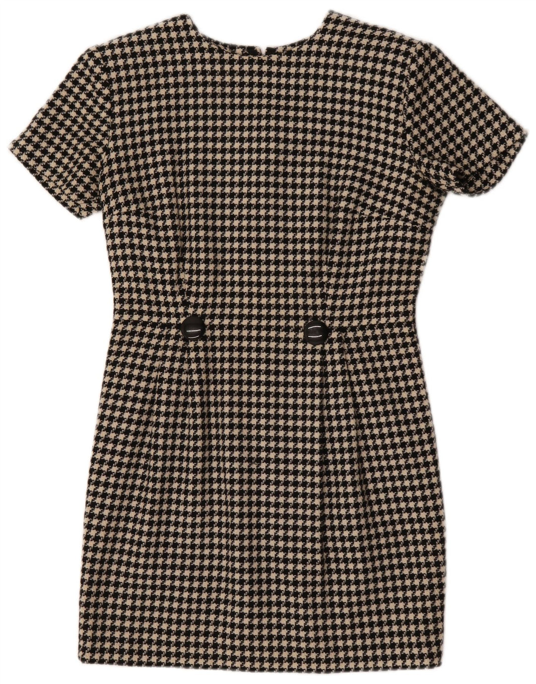 robe fourreau femme vintage UK 12 Pied-de-poule noir moyen