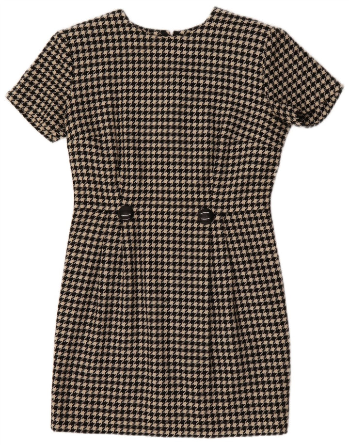 robe fourreau femme vintage UK 12 Pied-de-poule noir moyen