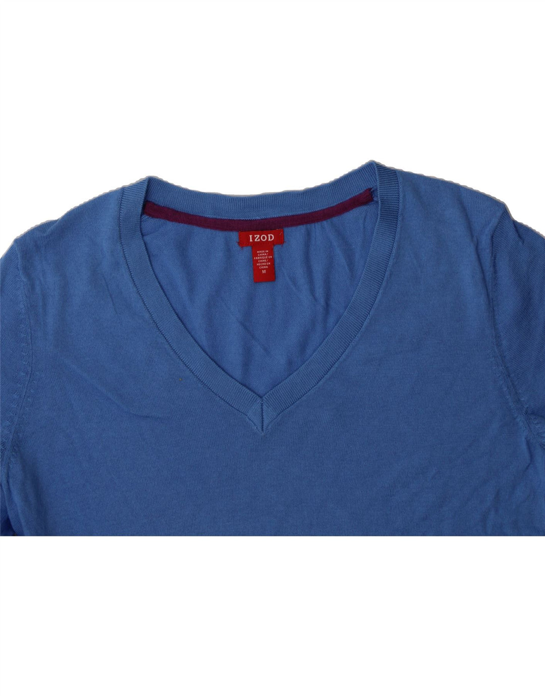 IZOD Womens V-Neck Jumper Sweater UK 14 Medium Blue Cotton Vintage Izod and Second-Hand Izod from Messina Hembry 