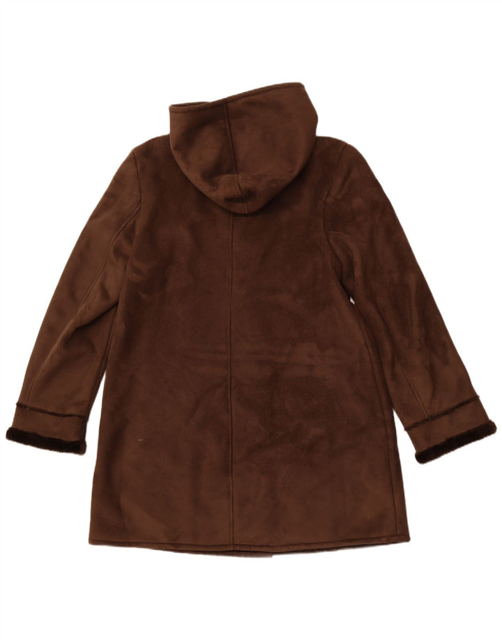 DINO' Z Manteau Sherpa à capuche pour femme UK 18 XL Marron Polyester