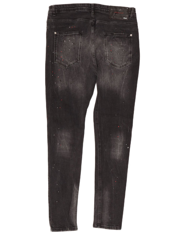Zara Jean super skinny vieilli pour homme EU 46 XL W36 L32 Gris tacheté