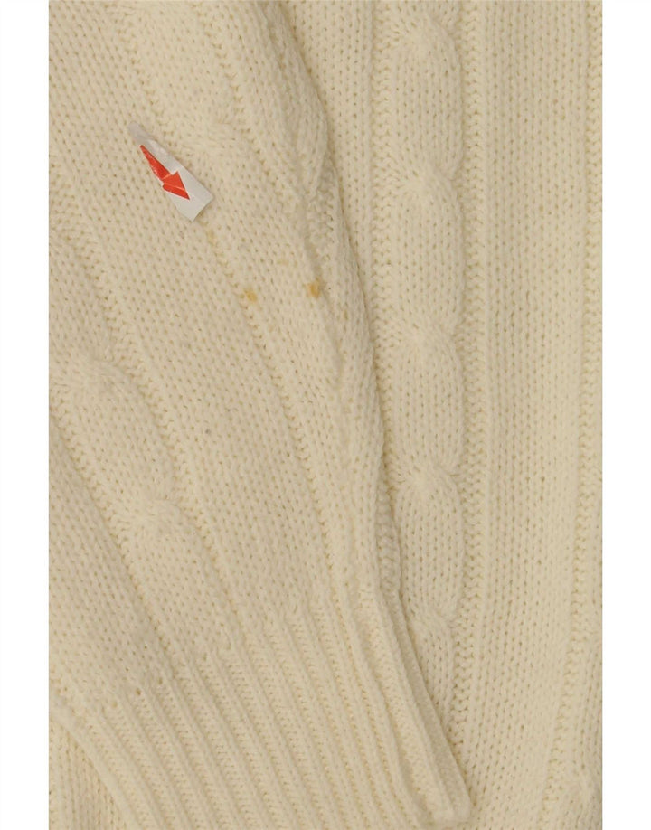 vintage Mens Crew Neck Jumper Pull Grand Off White Acrylique