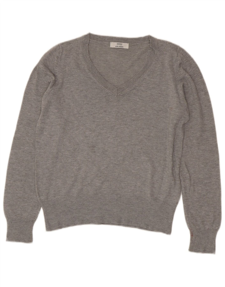 Marks & Spencer Pull court à col en V pour femme UK 14 Gris moyen