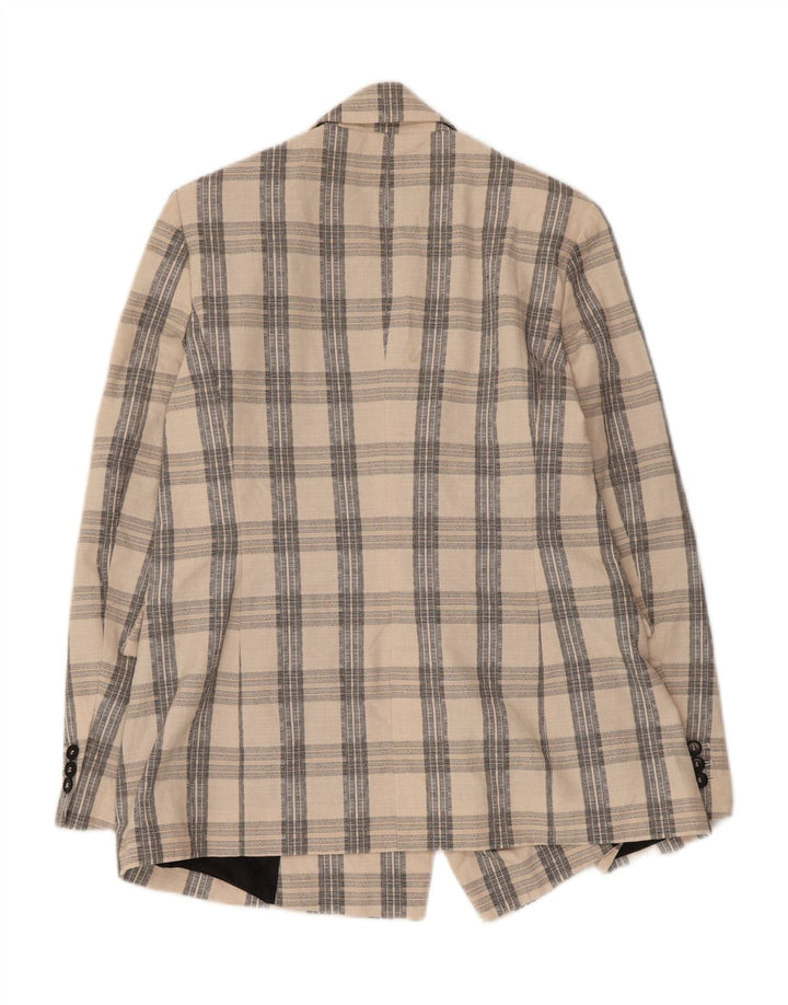 Zara Veste blazer à double boutonnage pour homme UK 38 en acétate à carreaux beige moyen