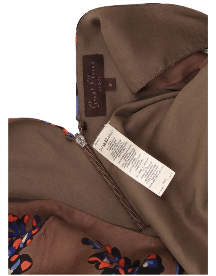 GREAT PLAINS Robe longue sans manches pour femme UK 12 Rayonne florale marron moyen