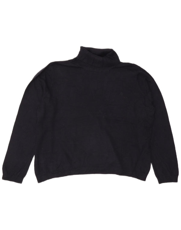 RALPH LAUREN Pull col roulé pour femme UK 20 2XL Bleu marine en soie