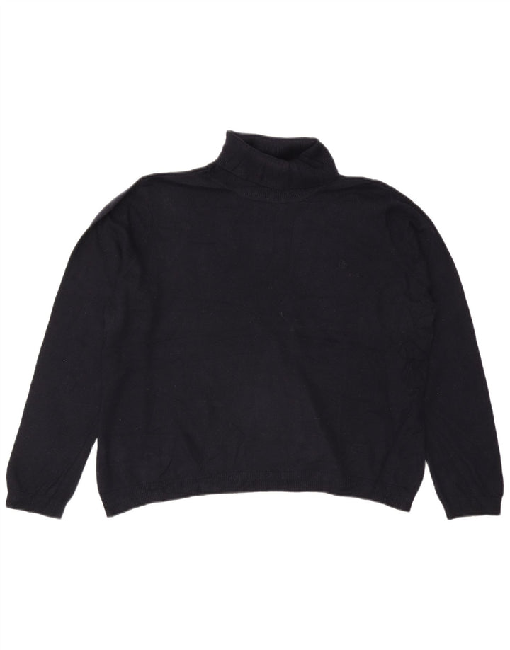 RALPH LAUREN Pull col roulé pour femme UK 20 2XL Bleu marine en soie