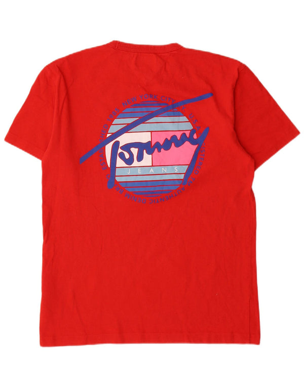 Tommy Hilfiger T-Shirt Graphique Homme Rouge Moyen Coton