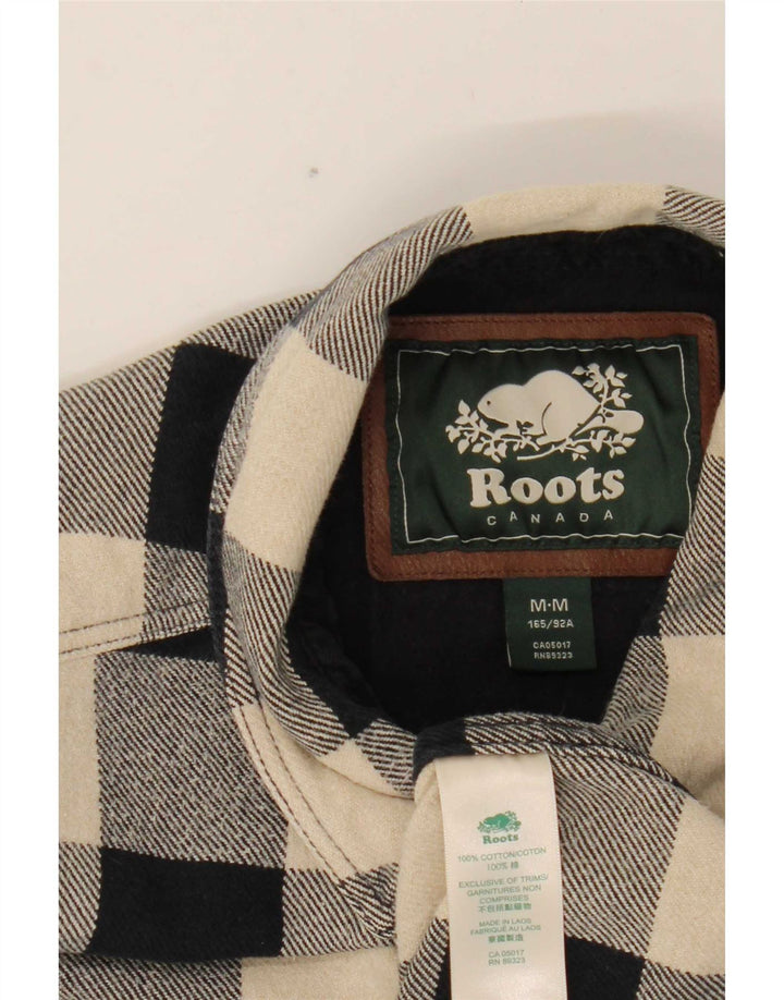 Roots Canada Chemise en flanelle pour femme UK 14 en coton vichy noir moyen