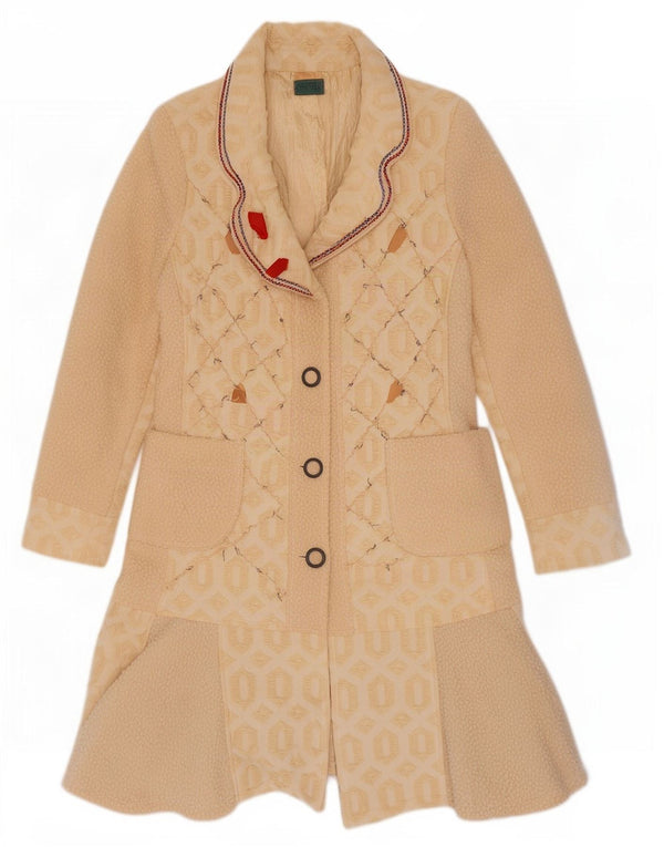 Save the Queen Pardessus graphique pour femme UK 44 en acétate géométrique beige moyen