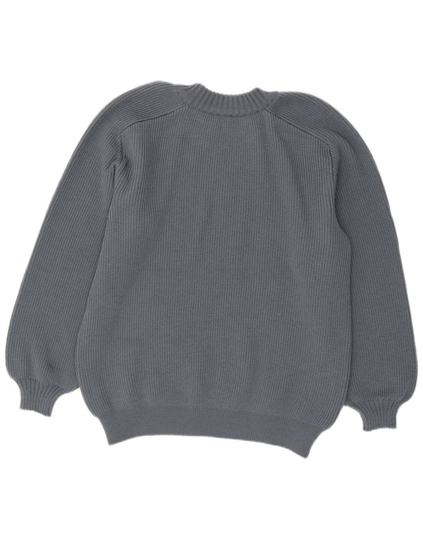 vintage Mens Crew Neck Jumper Pull IT 58 3XL Gris Laine Vierge