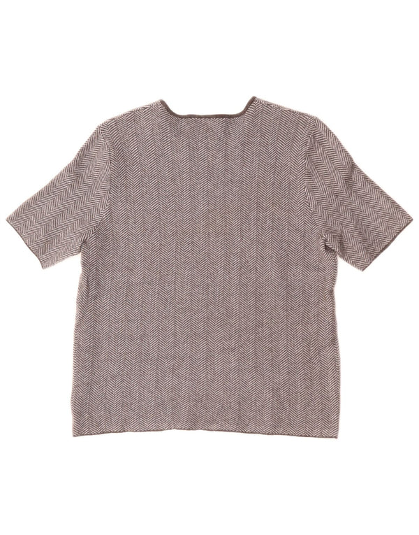 ZARA Femme T-Shirt Top UK 10 Petit Gris Chevrons Viscose