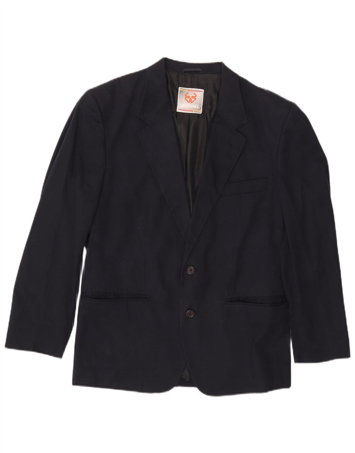 Stefanel Veste blazer à 2 boutons pour homme UK 38 Bleu marine moyen en coton