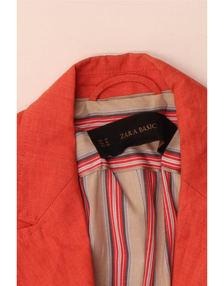 Zara Veste Blazer 1 Bouton Femme UK 12 Orange Moyen