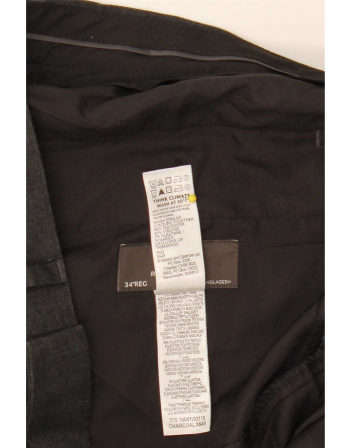 Marks & Spencer Pantalon de costume coupe classique pour homme W34 L31 Gris Polyester