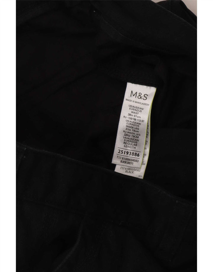 Marks & Spencer Pantalon cargo droit pour homme W38 L31 Noir Coton