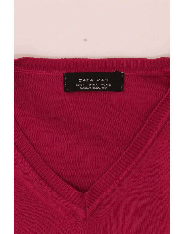 Zara Pull Col V Homme Rose Moyen