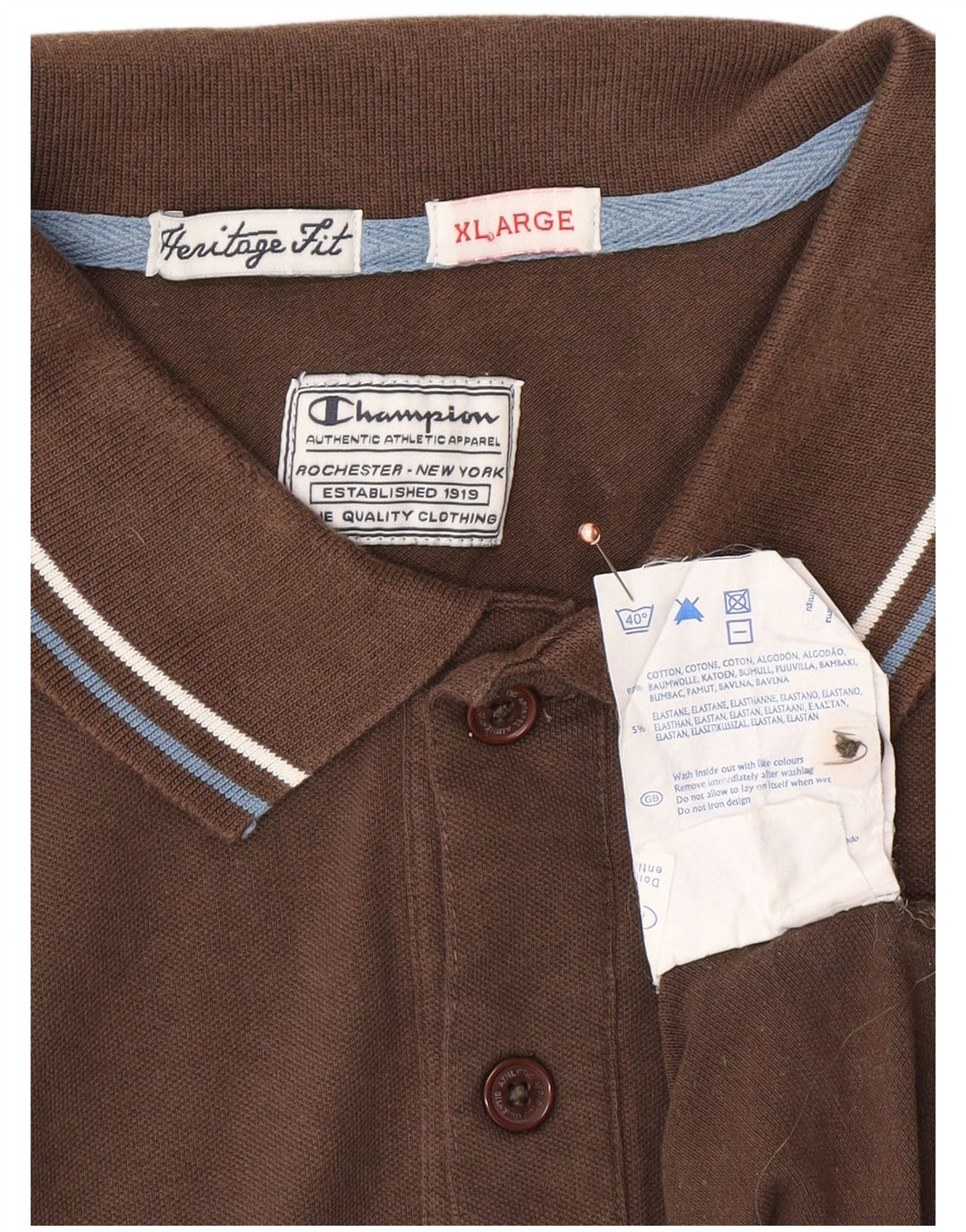 CHAMPION Polo Heritage Fit XL Homme Marron Coton
