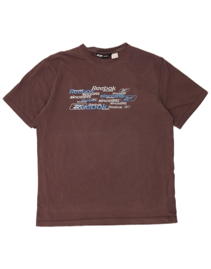 Reebok T-Shirt Graphique Homme Large Marron Coton