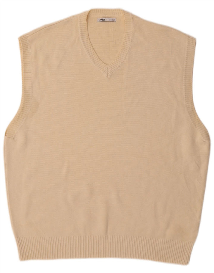 Zara Homme Gilet Débardeur Grand Coton Beige