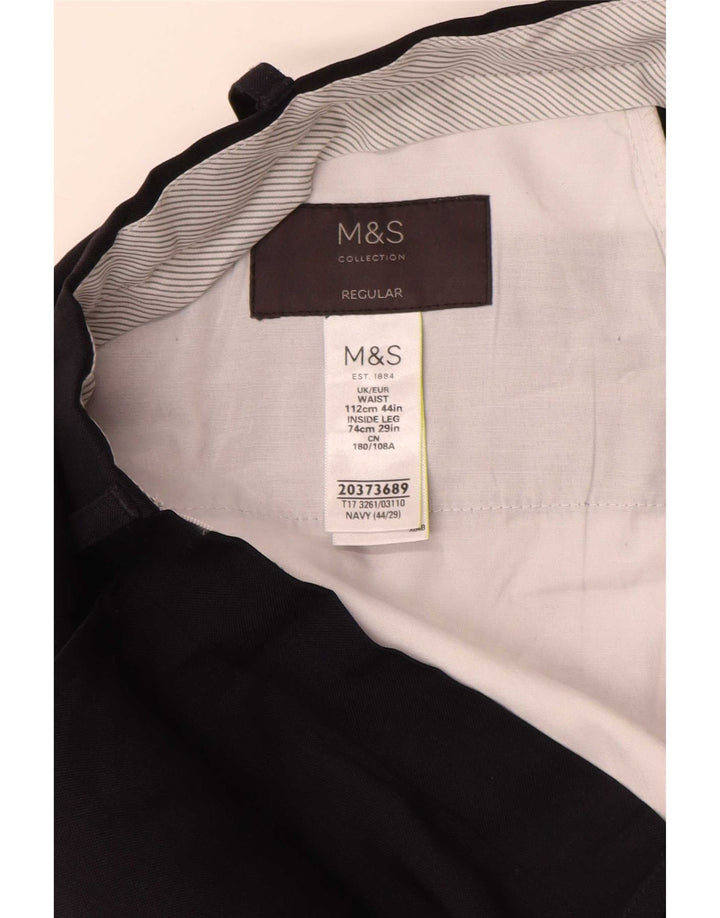 Marks & Spencer Pantalon de costume coupe classique pour homme W44 L27 Bleu marine Polyester
