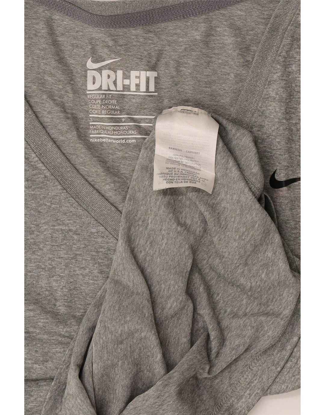 Nike Womens T-Shirt Top UK 10 Small Gris Moucheté Polyester