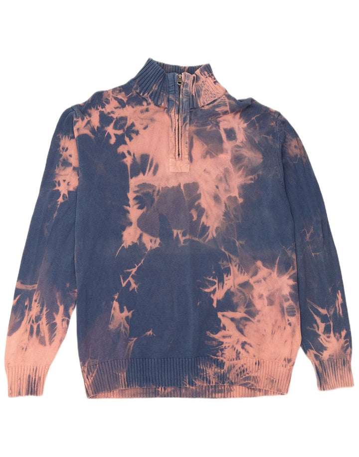 TOM TAILOR Pull Col Zippé Homme XL Bleu Tie Dye Coton