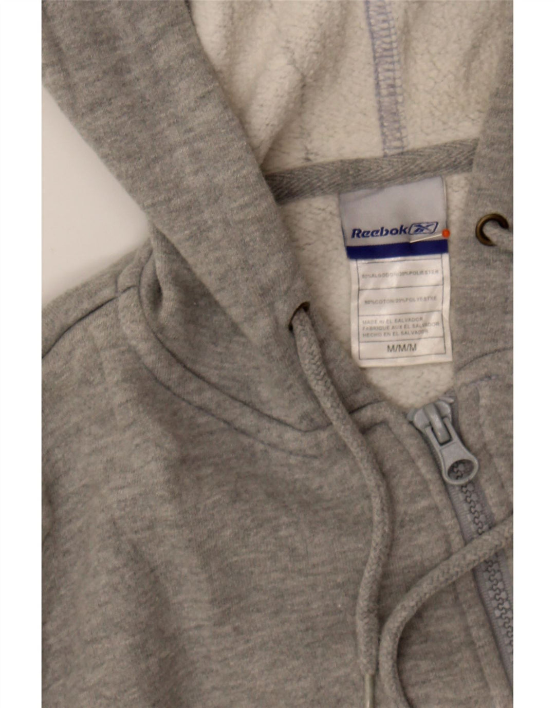REEBOK Boys Zip Hoodie Sweater 13-14 Years Medium  Grey Cotton Vintage Reebok and Second-Hand Reebok from Messina Hembry 