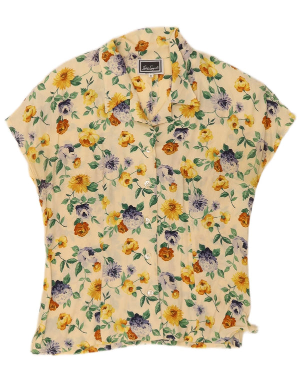 Luisa Spagnoli Chemisier à manches courtes pour femme UK 14 Medium Jaune Floral