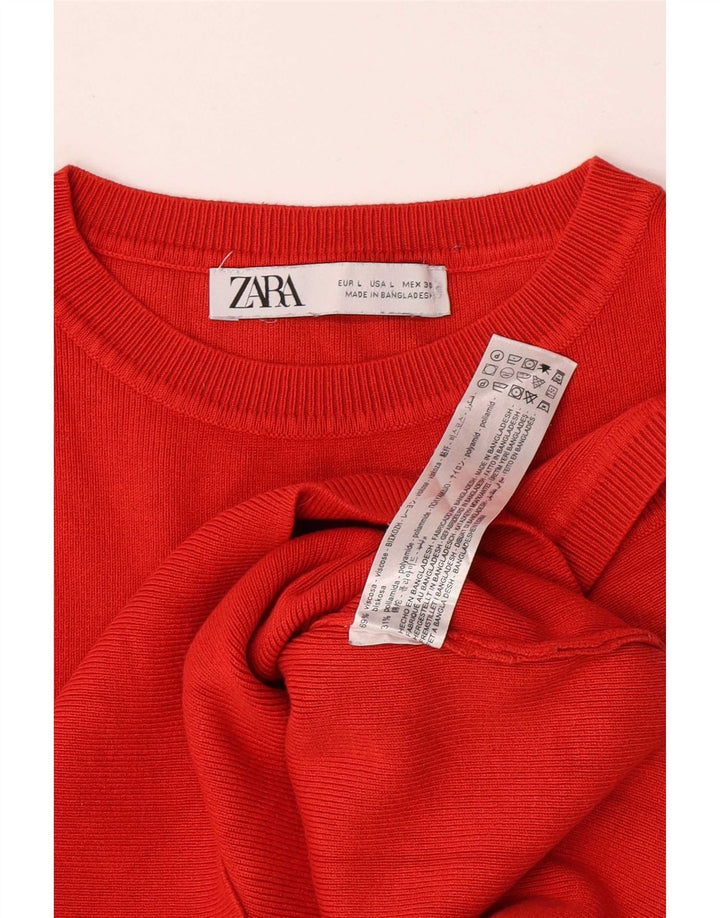 Zara Womens Crop Vest Top UK 14 Grande Viscose Rouge