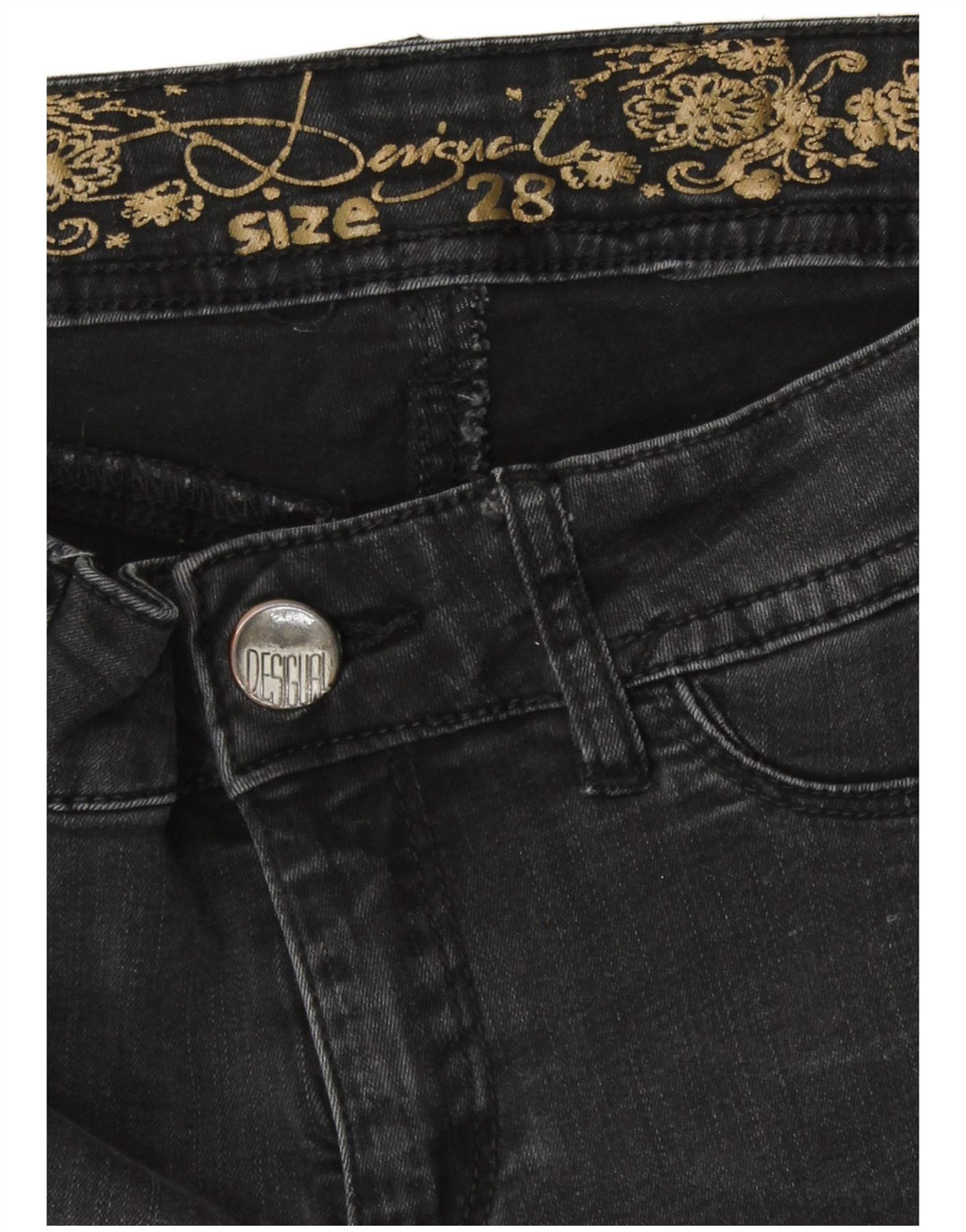 Desigual Jean Skinny Femme W28 L32 Gris