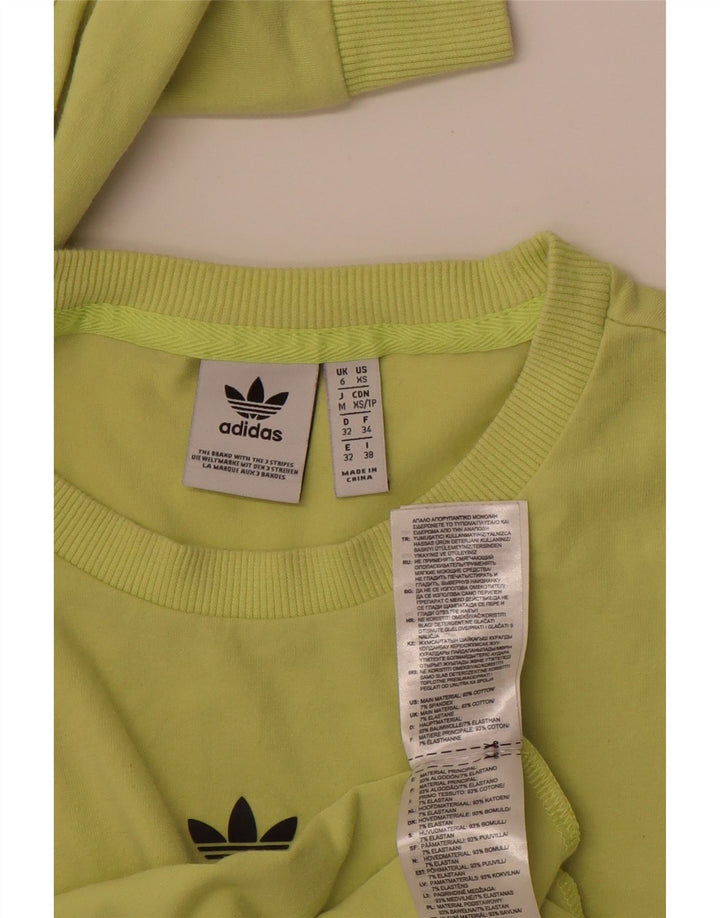 ADIDAS Haut graphique à manches longues pour femme UK 6 XS Vert Coton