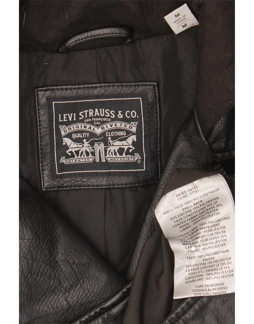 Levi's Veste de motard à capuche en similicuir pour femme UK 12 Noir moyen