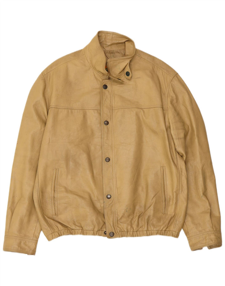 VINTAGE Veste en Cuir Homme IT 52 XL Beige