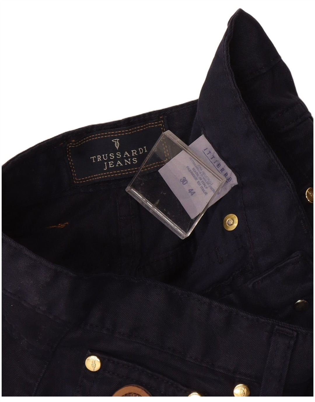 TRUSSARDI Pantalon décontracté taille haute pour femme IT 44 Medium W30 L27 Bleu marine